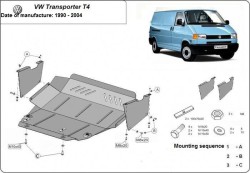 Kryt pod motor VOLKSWAGEN TRANSPORTER T4 Minibus (70XB/C,7DB,7DW) - Plech