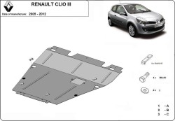 Kryt pod motor RENAULT CLIO III Hatchback (BR0/1, CR0/1) - Plech